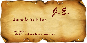 Jordán Elek névjegykártya